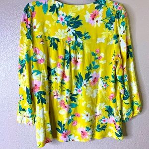 Yellow Long Sleeve Floral Blouse